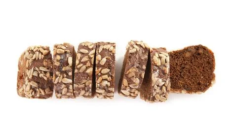 Fresh rye bread on white background, top view Foto stock