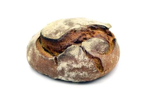 Fresh rye bread on white isolated background Stock Photos