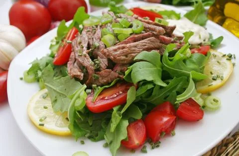 Fresh salad with beef Stock Photos