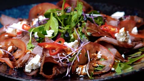 Fresh salad on a plate Stock Footage 239914223