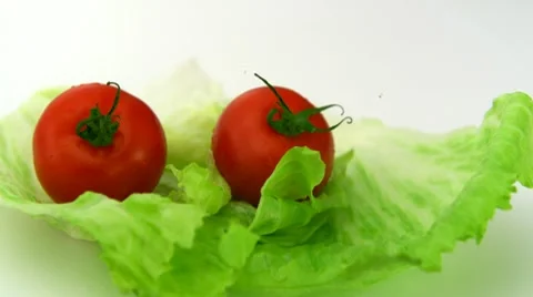 Fresh salad, Slow Motion Stock Footage 10700535