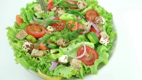 Fresh Salad On the table Stock Footage 92880029