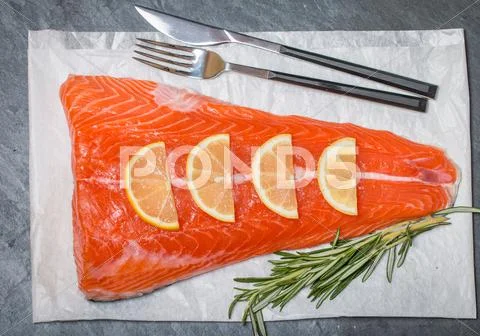Fresh Salmon Fillet With Aromatic Herbs, Spices