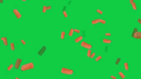 Fresh salmon fillets falling on green screen background. Stock Footage 337784333