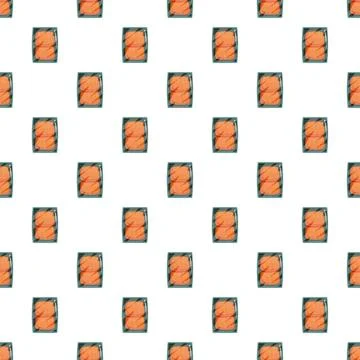 Fresh salmon fillets vacuum packed pattern background Stock Illustration
