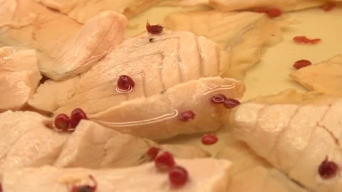 Fresh salmon fish with pepper Stock Footage 296089706