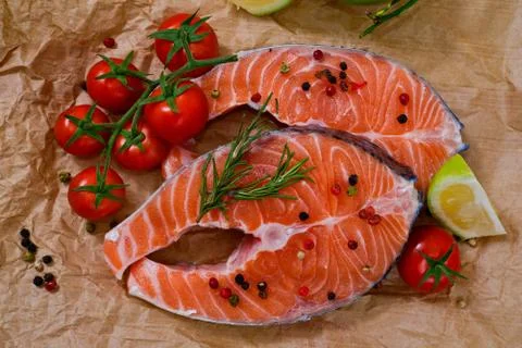 Fresh salmon 写真素材