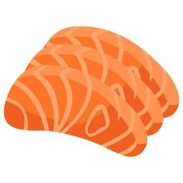 Fresh salmon sashimi slices flat food icon Stock Illustration
