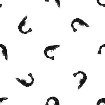 Fresh sea shrimp pattern seamless black Stockillustratie