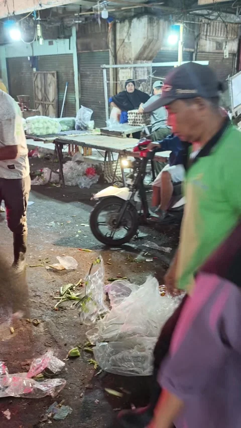 Fresh Seafood and Local Commerce at the Busy Pasar Minggu Traditional Market Stock Footage 340016262