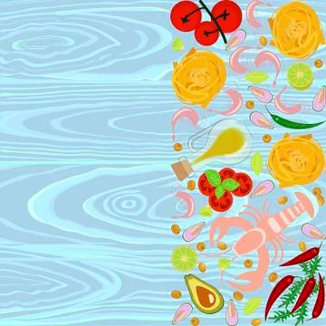 Fresh seafood flat design Stock Illustration