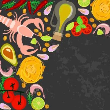 Fresh seafood flat design Stock Illustration