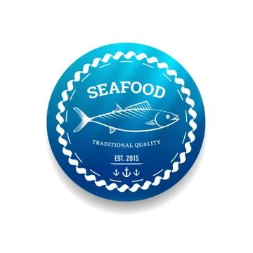 Fresh seafood label Stock Illustration