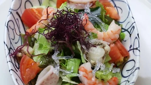 Fresh Seafood Salad Video stock 82558700
