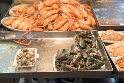 Fresh seafood for sale Stock Photos