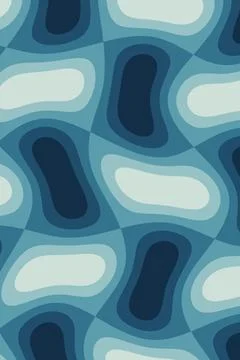 A fresh seamless pattern of curved interlocking forms in teal, cyan, deep n.. Stock Illustration