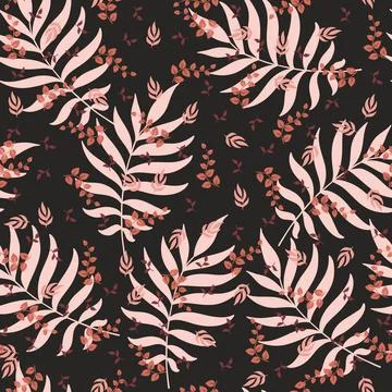 Fresh seamless pattern with various types of leaves Stock Illustration