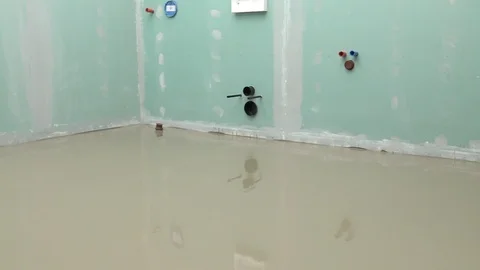 Fresh self leveling screed Stock Footage 111951112