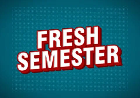 Fresh semester text on blue background Stock Illustration