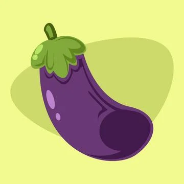 Fresh shiny eggplant vegetable element Stock Illustration