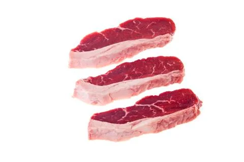 Fresh silver side tip steak on white background. food Stock Photos