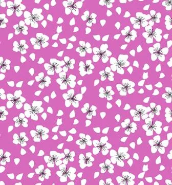 Fresh simple minimal floral vector seamless pattern. Spring blossom motif wit 스톡 일러스트