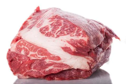 Fresh Slice of Beef Meat on White Background Stock Photos