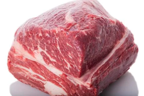 Fresh Slice of Beef Meat on White Background Stock Photos