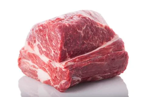 Fresh Slice of Beef Meat on White Background Stock Photos