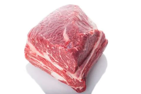 Fresh Slice of Beef Meat on White Background Stock Photos