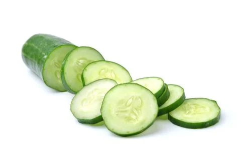 Fresh slice cucumber on white background Stock Photos