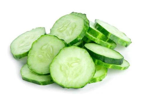 Fresh slice cucumber on white background Stock Photos
