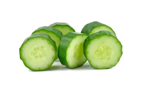 Fresh slice cucumber on white background Stock Photos