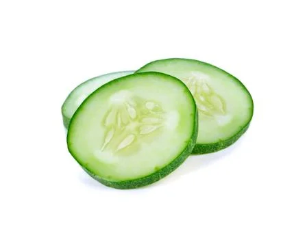 Fresh slice cucumber on a white background. Stock Photos