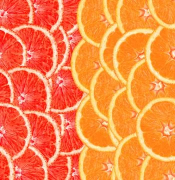 Fresh slice of grapefruit and orange such as background Foto stock