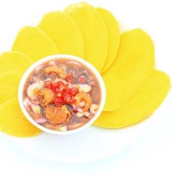 Fresh  slice of mango Stock Photos