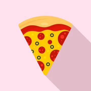 Fresh slice of pizza icon, flat style イラスト素材