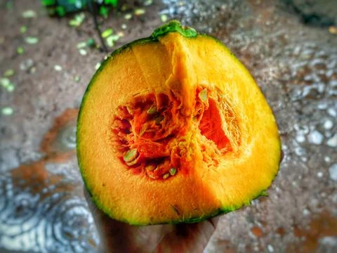 Fresh slice of a pumpkin Foto stock