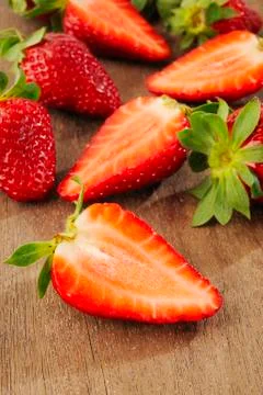 Fresh slice strawberries Stock Photos