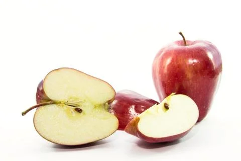 Fresh sliced apple two size with raw Stock Photos