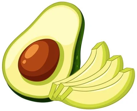 Fresh Sliced Avocado Vector Illustration on White Background 库存插图