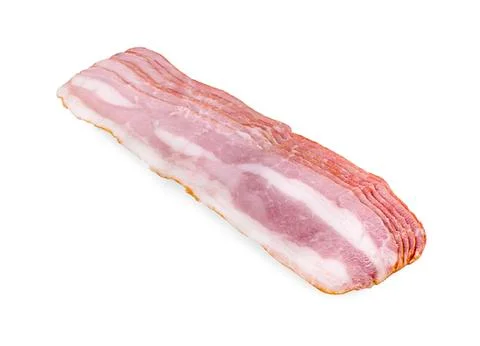 Fresh sliced bacon on white background Stock Photos