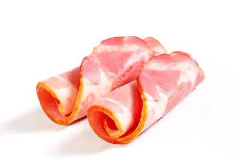 Fresh sliced ham on white background Stock Photos