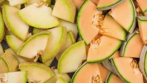 Fresh Sliced Melon. Fruit Background Stock Footage 320455970