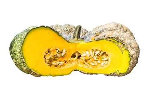Fresh sliced pumpkins, thai pumpkin on a white background Stock Photos