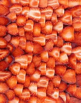 Fresh Sliced Strawberries Background Pattern Stock Photos