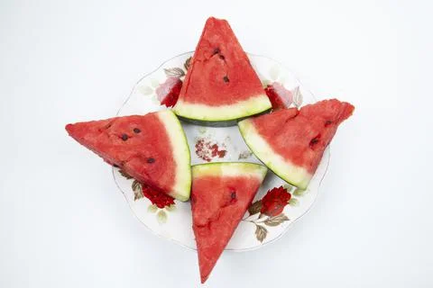 Fresh sliced watermelon white  background Stock Photos