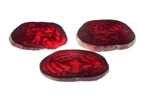 Fresh slices red beet root isolated Foto stock