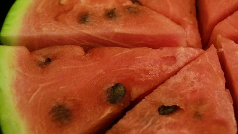 Fresh slices of watermelon spin Stock Footage 119318972