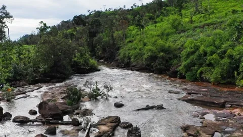Fresh small river on hill and mountain in Cambodia. 2K Stock Footage 246104667